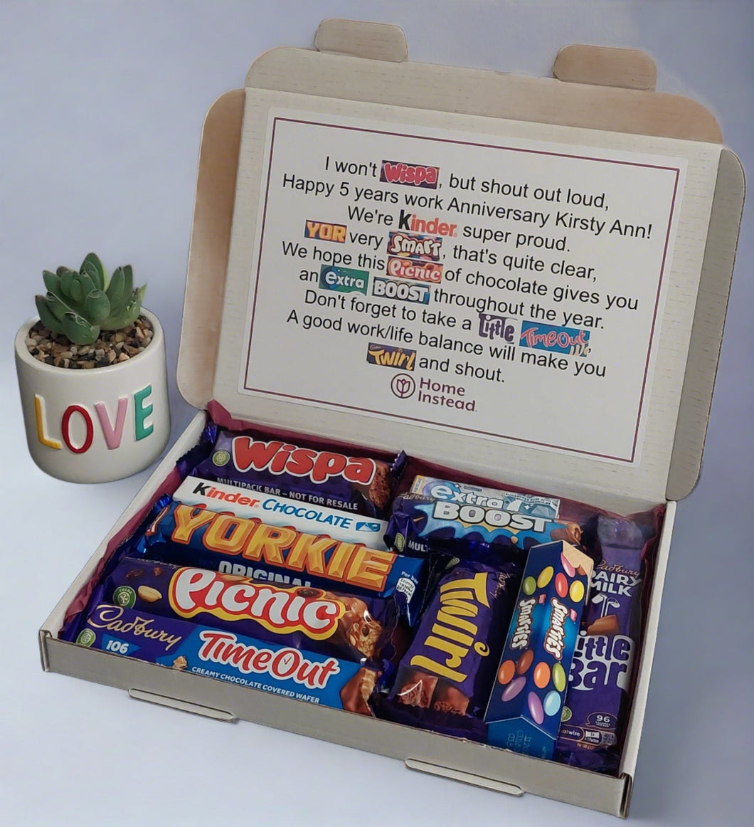 Work Anniversary Chocolate Poem Letterbox Gift - The Happiness Box