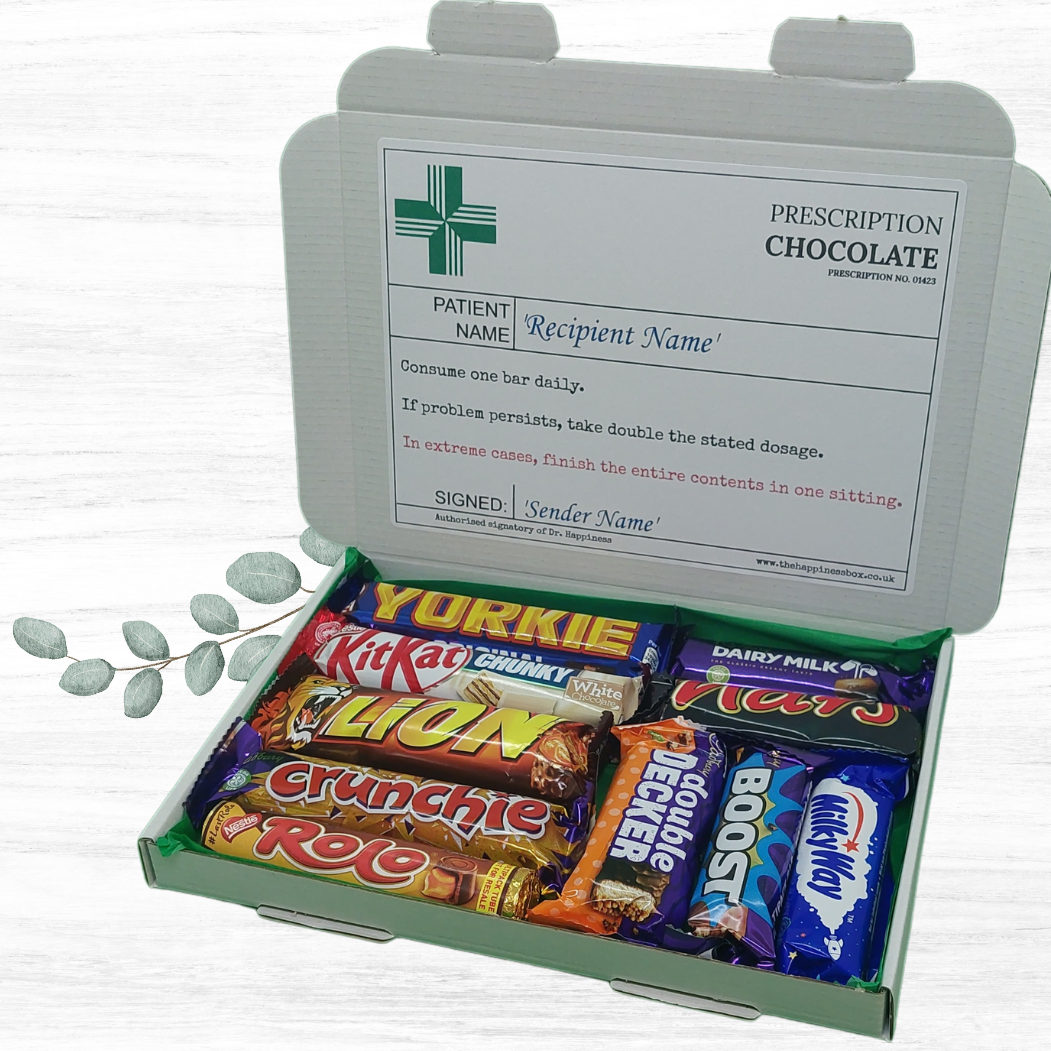 Chocolate Prescription Letterbox Gift, Novelty Chocolate. - The Happiness Box