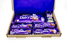 Load image into Gallery viewer, Dairy Milk Gift Box, Letterbox gifts, chocolate hamper, pamper gift, birthday, anniversary, get well soon, letterbox hamper, chocolate gifts, post box gift, self care box, happiness boxes, hampers, letterbox, chocolate box, the happiness box, letterbox gifts for all occasions
