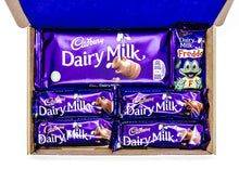 Load image into Gallery viewer, Dairy Milk Letterbox Gift, Letterbox gifts, chocolate hamper, pamper gift, birthday, anniversary, get well soon, letterbox hamper, chocolate gifts, post box gift, self care box, happiness boxes, hampers, letterbox, chocolate box, the happiness box, letterbox gifts for all occasions
