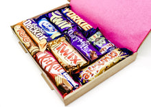 Load image into Gallery viewer, Chocolate Hamper, Letterbox gifts, chocolate hamper, pamper gift, birthday, anniversary, get well soon, letterbox hamper, chocolate gifts, post box gift, self care box, happiness boxes, hampers, letterbox, chocolate box, the happiness box, letterbox gifts for all occasions
